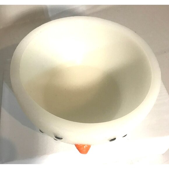 Snowman Wax Bowl with & Floating Hat Candle 6" Christmas Festive - Picture 2 of 13